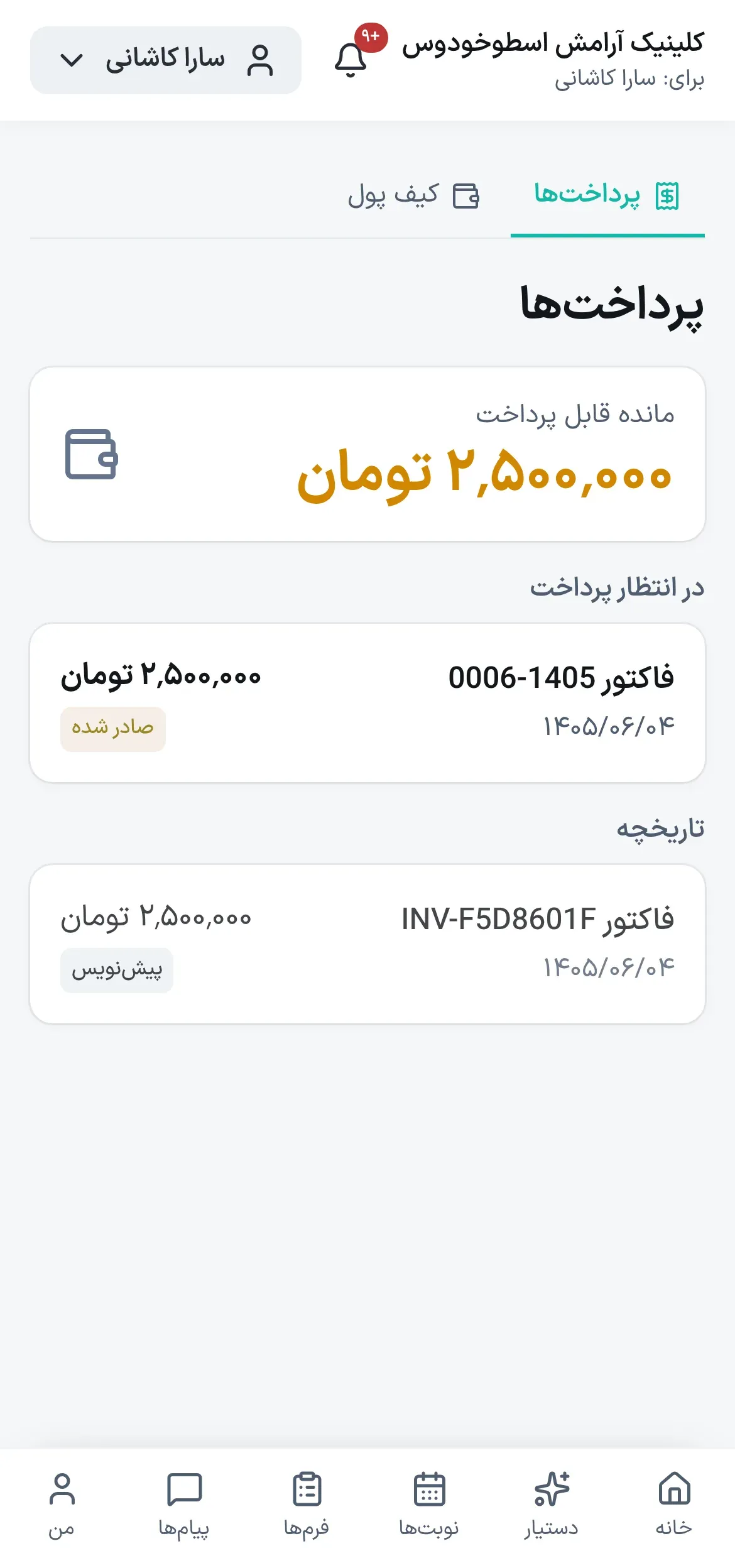 پرتال درمان‌جو: پرداخت